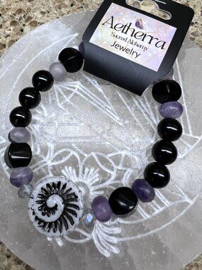 Black Obsidian & Amethyst Vitality Bracelet